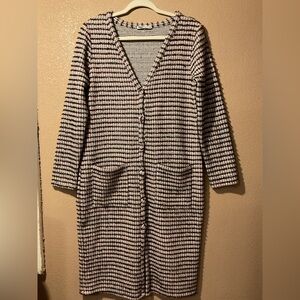 Zara Blogger Favorite Tweed Pink Longline Button Front Preppy Classy Cardigan C8